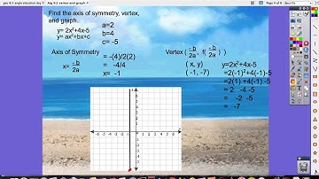 Algebra: Vertex & Axis of Symmetry (AOS)