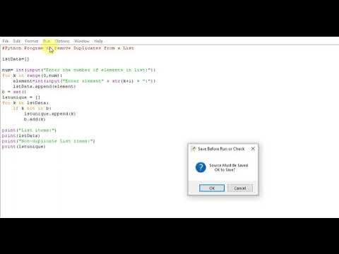 Python Program to remove Duplicates from a List - YouTube