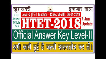 HTET LEVEL 2 TGT 6 January 2019 Official ANSWER KEY