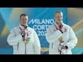 Jake Adicoff collects gold medal from the Men's Cross-Country 20km IS Free VI