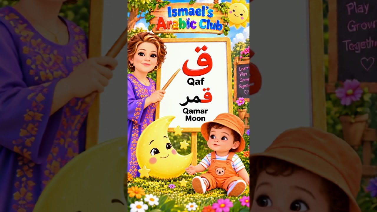 Learn Arabic Letter ق | Qaf for Kids 🌙 قمر يعني Moon #LearnArabic #ArabicForKids #Shorts