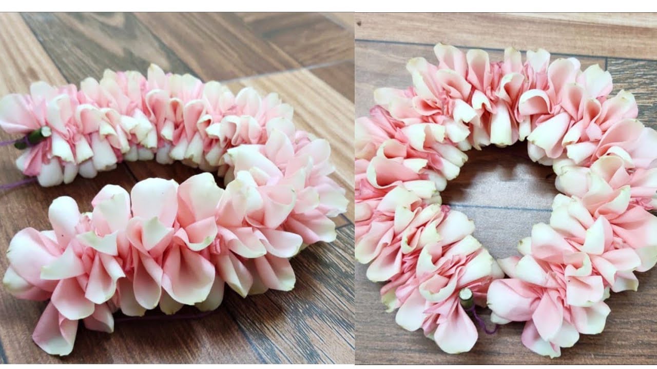 How to make bridal rose petals jadai veni pink rose petals bridal