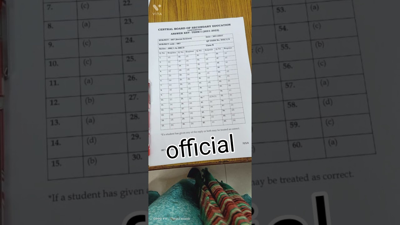 SSC class 10 answer key term 1 exam, answer key, official answer key