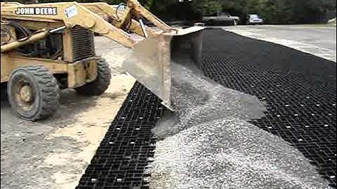 Infill Being Placed into the GEOPAVE® Aggregate Porous Pavement System