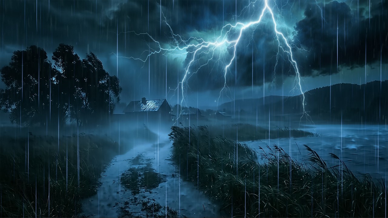 Deep Sleep Therapy With Heavy Rain & Intense Thunder in Misty Forest ...