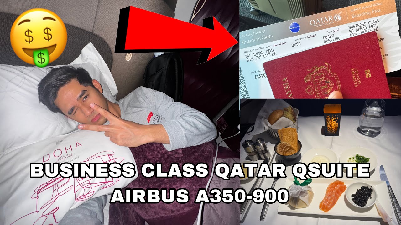 FIRST TIME NAIK BUSINESS CLASS QATAR QSUITE 😂 FULL REVIEW AIRBUS A350-900 QATAR ✈️