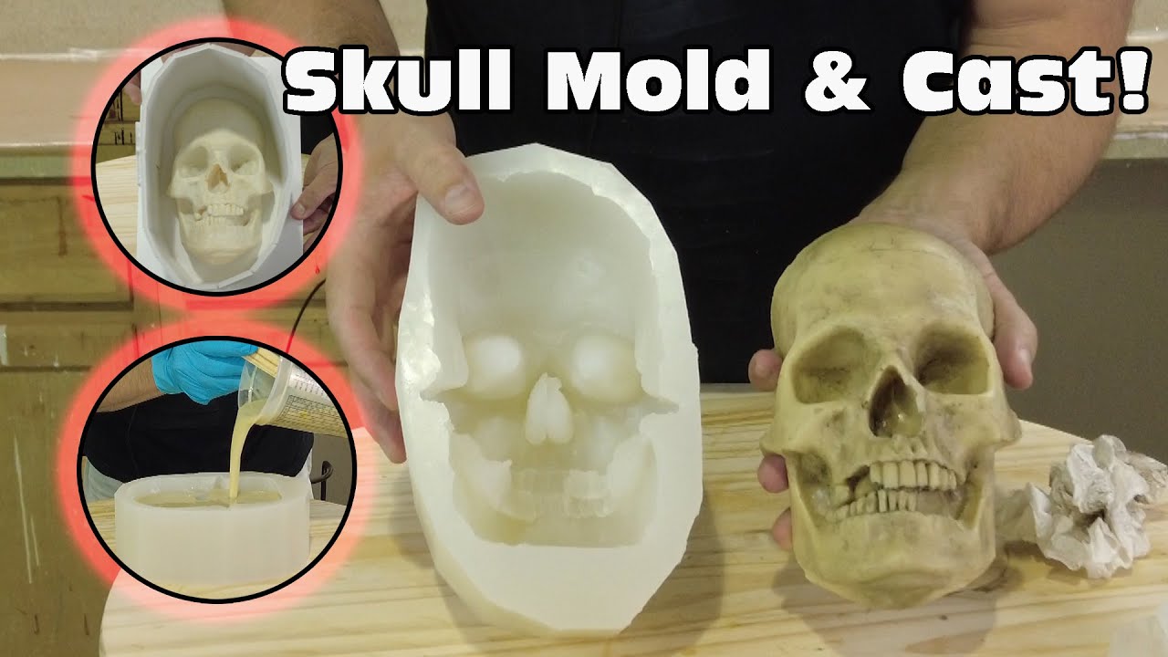 Soft Silicone Mold Of Skull With Resin Cast - Featuring Skin Cast