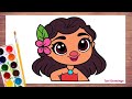 How to Draw Moana | Moana Drawing Step by Step | Moana Disney Princess Drawing