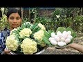 Bengali Food Recipe | Dim Fulkopi Curry Recipes | Cauliflower Egg Cooking By Street Village Food