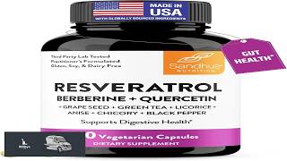 Resveratrol with Berberine Supplement For Gut Health Support 60 Digestive Capsules