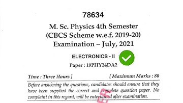 Mdu MSc Physics 4th Sem Electronics Question  Paper 2021