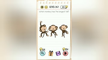 Brain Test Level 247 Which monkey has the longest tail walkthrough.