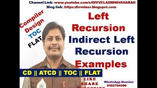 Left Recursion || Elimination of Left Recursion || Indirect Left Recursion || Compiler Design ||