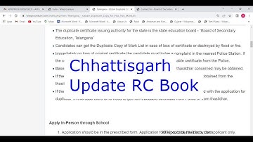 Chhattisgarh - Change Address on Vehicle Registration Certificate (RC Book) Online