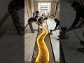 Luxury Epoxy Golden River Dining Room Transformation | This Floor Looks Like Liquid Gold
