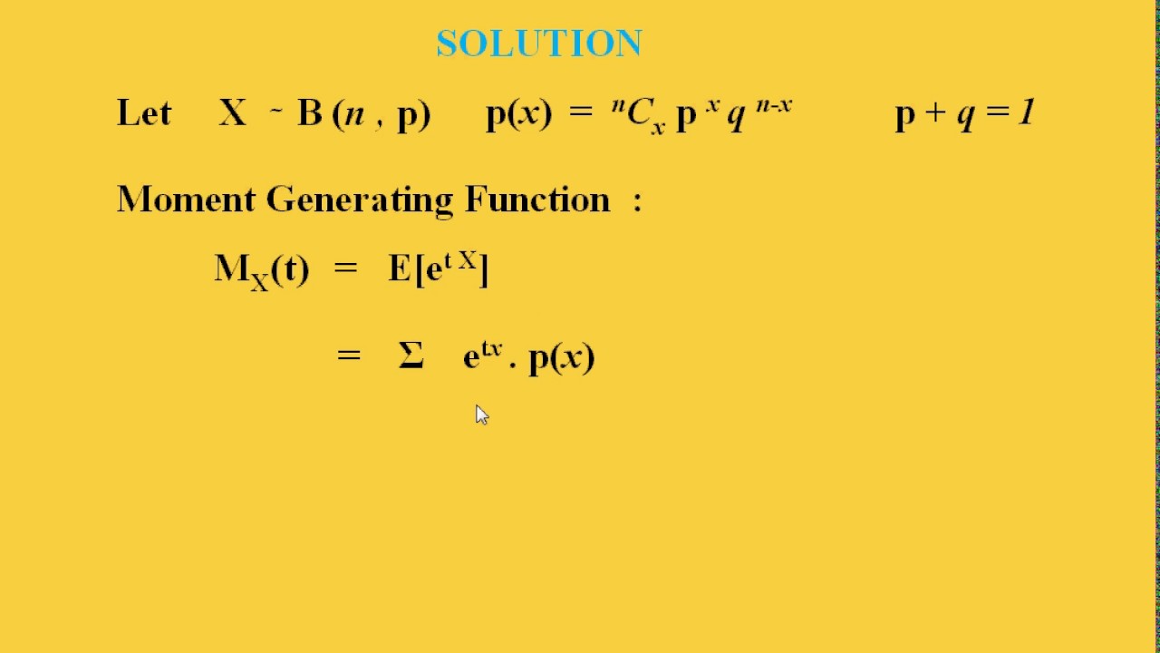 Generating functions. Moment generating function of negative binominal distribution.