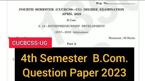 ENTREPRENEURSHIP DEVELOPMENT           |             4th Sem   B.Com.  Question Paper 2023 #calicut