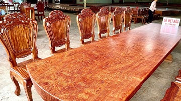 🔔 Chun Víp - Bàn ăn nguyên khối gỗ Cẩm Lai, kích thước 395 * 97 * 10 (cm)