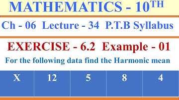 10th Class Math, Ch 6, Ex 6.2, Examples 1 Page 129. Harmonic mean of ungrouped data.