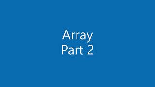 Lesson 06 - Array (Part 2)