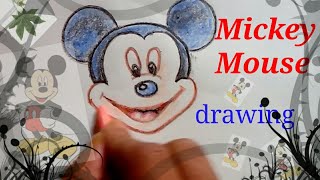 How to draw Mickey Mouse face with Plastic Crayons colour | Kishor Art