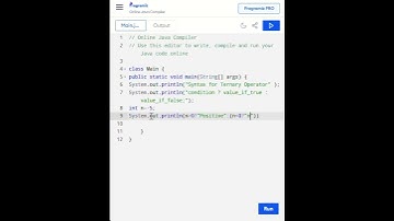 One Line Java Program using Ternary Operator | Check Positive, Negative or Zero #coding  #java