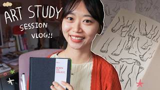 trying to learn to draw feet without shoes ✏ my own art study session // art vlog