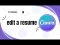 How to edit resume template in canva