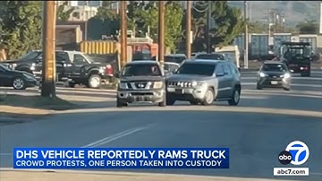 DHS reportedly rams truck and takes man into custody, sparking spontaneous protest