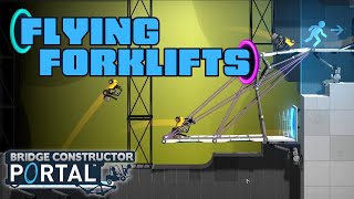 DEADLY TURRETS and FLYING FORKLIFTS in BRIDGE CONSTRUCTOR PORTAL!