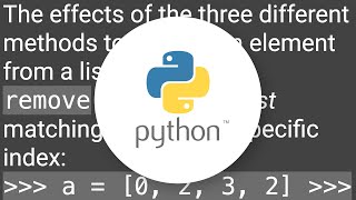Difference between del, remove, and pop on lists
