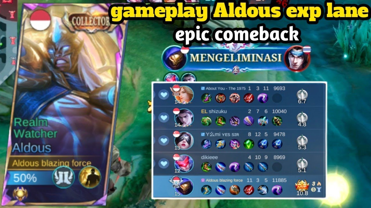EPIC COMEBACK GAMEPLAY ALDOUS EXP LANE||DAPAT TIM BEGINI BERASA KERJA KESENDIRI