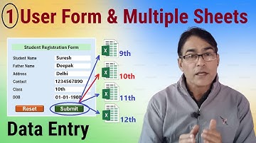 Data Entry in  Multiple sheets with one user form and single button | Data Entry user form in excel