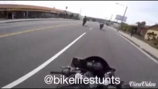 Crazy street killers ride wheelies on the highway