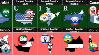 Smallest Country VS Largest Country In Each [A-Z] Letter Group [Countryballs]