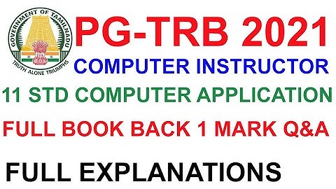 TRB Computer Instructor 💥|11TH STD COMPUTER APPLICATION FULL BOOK BACK 1 MARK | WELFARE TAMIL