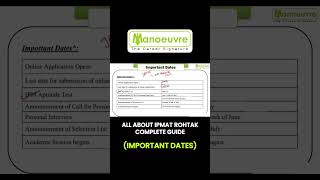 IPMAT Rohtak  Important Dates | Registration, Exam Date &amp; Timeline #shorts