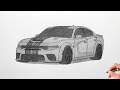 How To Draw A DODGE CHARGER SRT HELLCAT REDEYE 2020 Drawing Dodge Charger Widebody 2019 Car