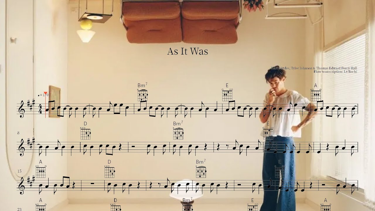 As It Was Harry Styles - Violín / Flute Music Sheet // Partitura As It Was