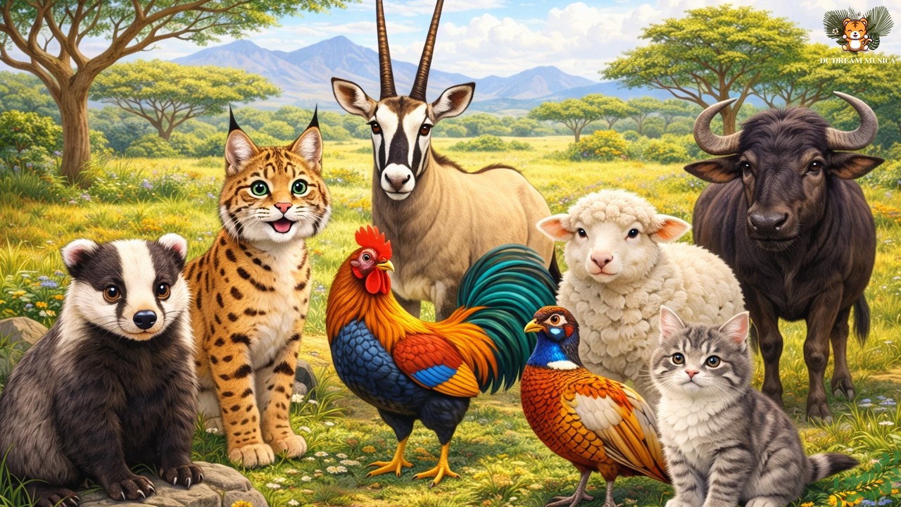 Beautiful Animal Moments: Badger, Lynx, Oryx, Rooster, Sheep, Wildebeest, Pheasant - Animal Sounds