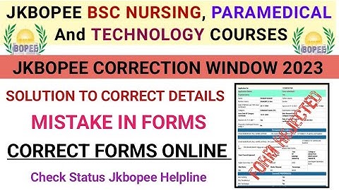 Jkbopee Correction Window 2023 | How To Correct Forms | Check Form Status | Online jkbopee Helpline