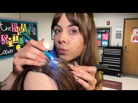 ASMR School Nurse checks your hair for lice + scalp treatment 🪮