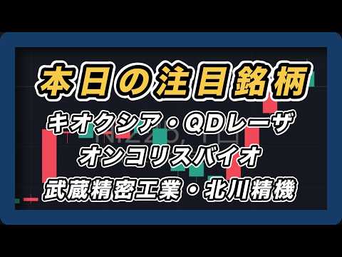 【本日の注目銘柄&日経平均展望 】キオクシア・QDレーザ・オンコリスバイオファーマ・武蔵精密工業・北川精機