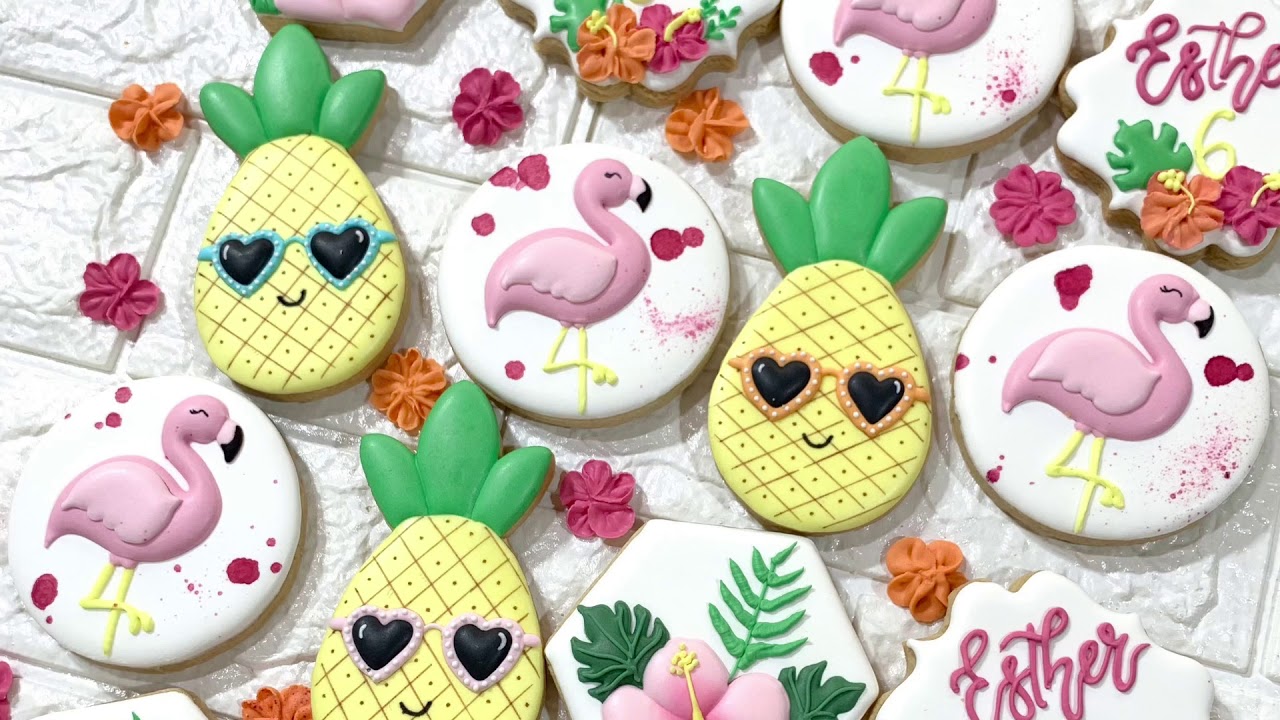 Biscoito decorado - Flamingo tropical