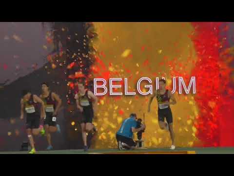世界リレー　男子マイル決勝入場