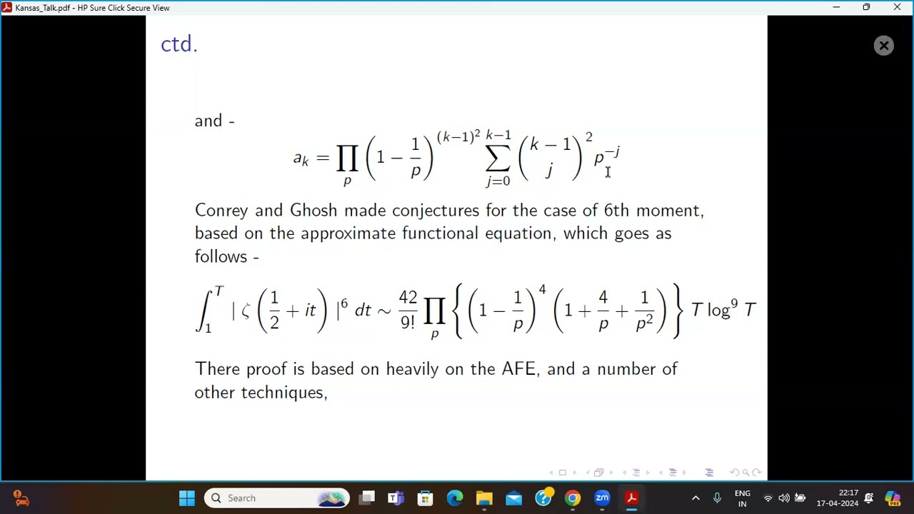 When Number Theory meets Random Matrix Theory | Maitreyo Bhattacharjee | Student-NT-Seminar | KSU
