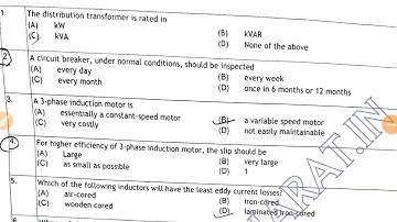 UGVCL JE EE 2016 QUESTION PAPER