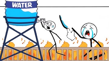 Watering Puzzle: Levels 1-15 All Solutions Funny Stickman Game