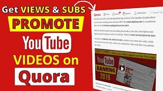 Watch this video to learn the right way promote videos on quora. you
can get views for free with quora if follow these 5 steps. you...