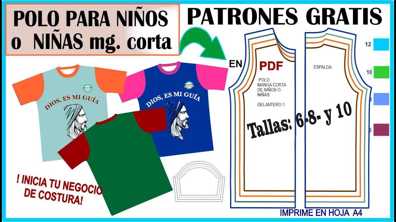 ✨PATRONES GRATIS DE POLO MANGA CORTA para NIÑOS Y NIÑAS